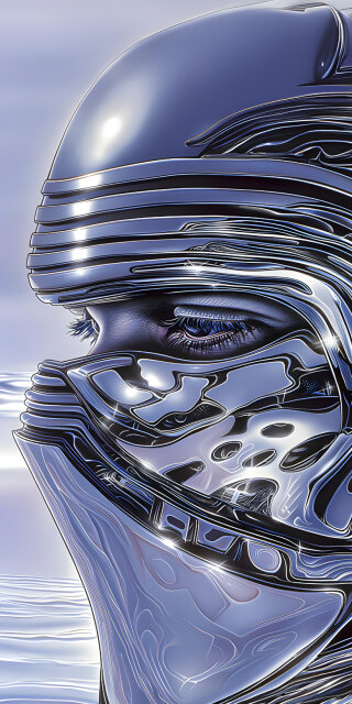 art person illustration helmet head liquid starwars metal shiny platinum kylo ren