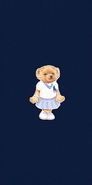 Ralph Lauren girl bear white shirt dark blue background wallpaper 4k