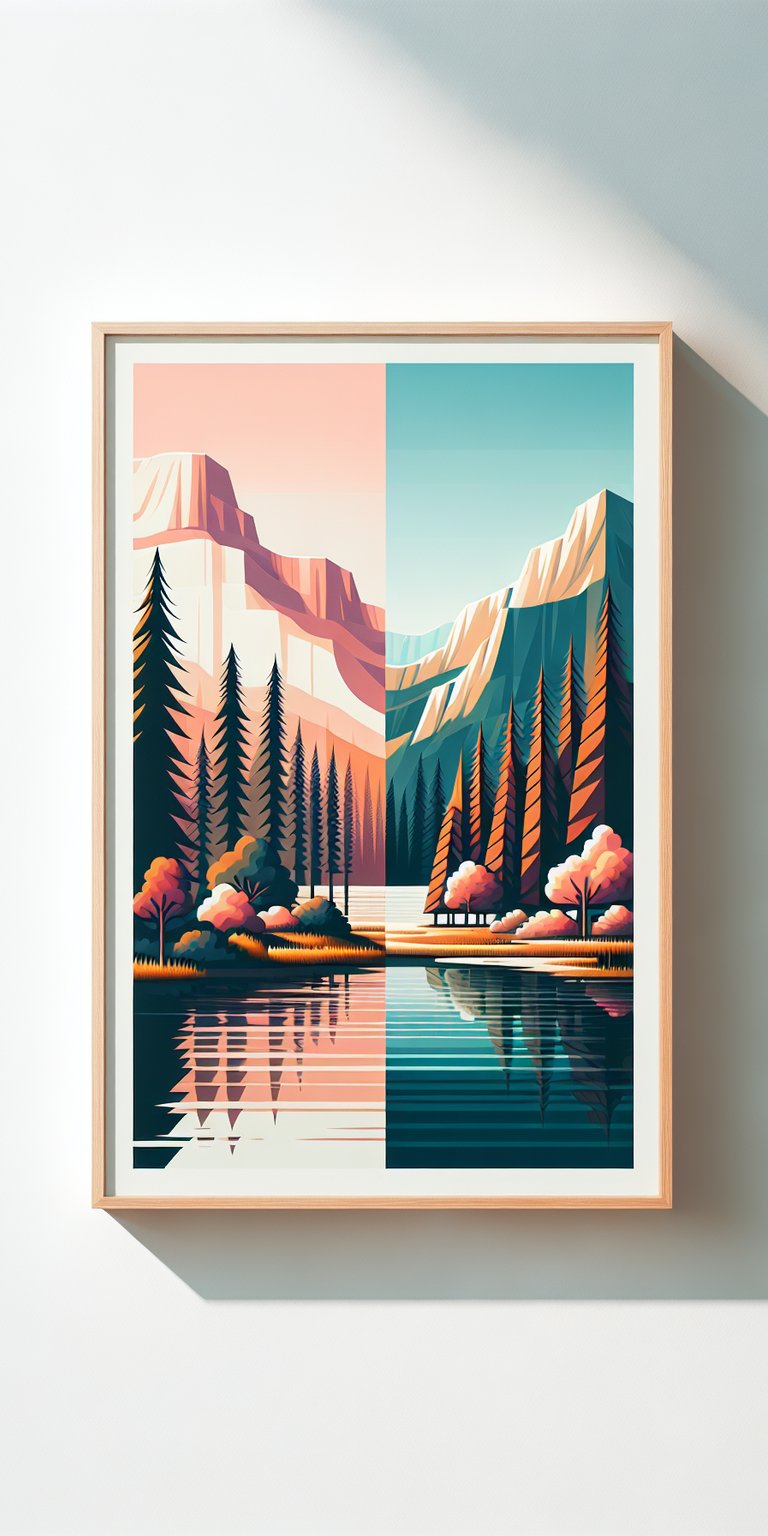 Art with two seasons at one picture wallpaper