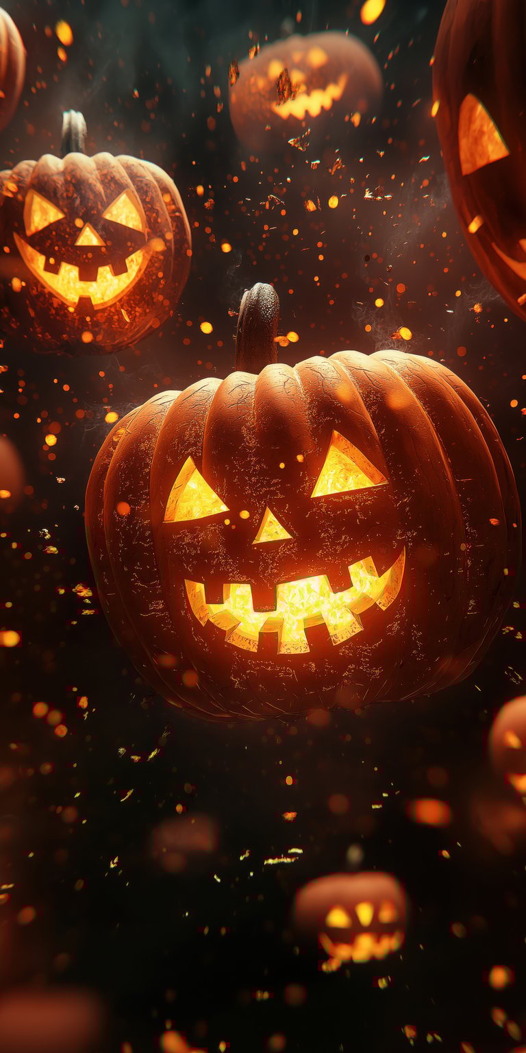 Burning pumkin design phone wallpaper