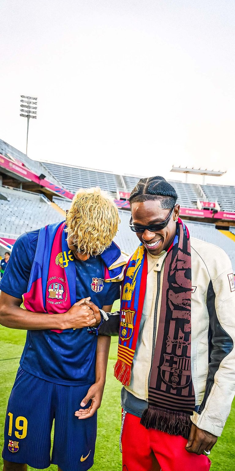 Lamine Yamal with Travis Scott iPhone Wallpaper