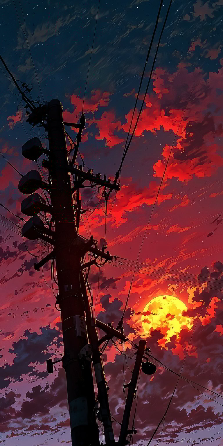 Electric post on a sunset wallpaper 4k iPhone