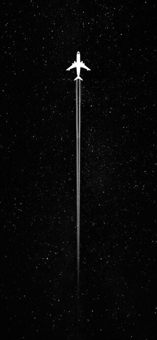 Airplane flying black and white wallpaper