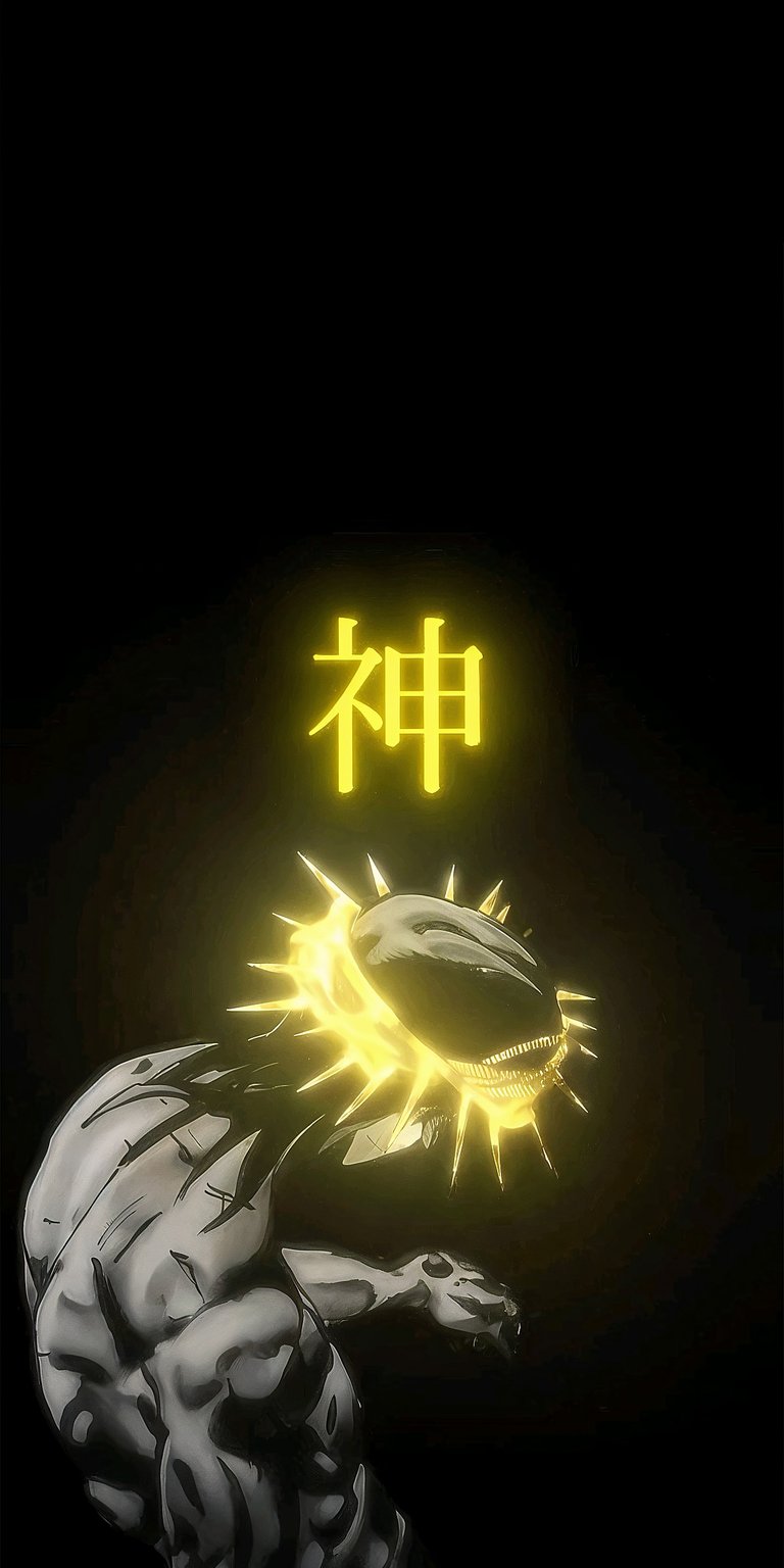 Download this 4K God wallpaper for your iPhone, featuring a glowing halo crown and the kanji symbol for God above. This divine wallpaper provides a striking aesthetic.