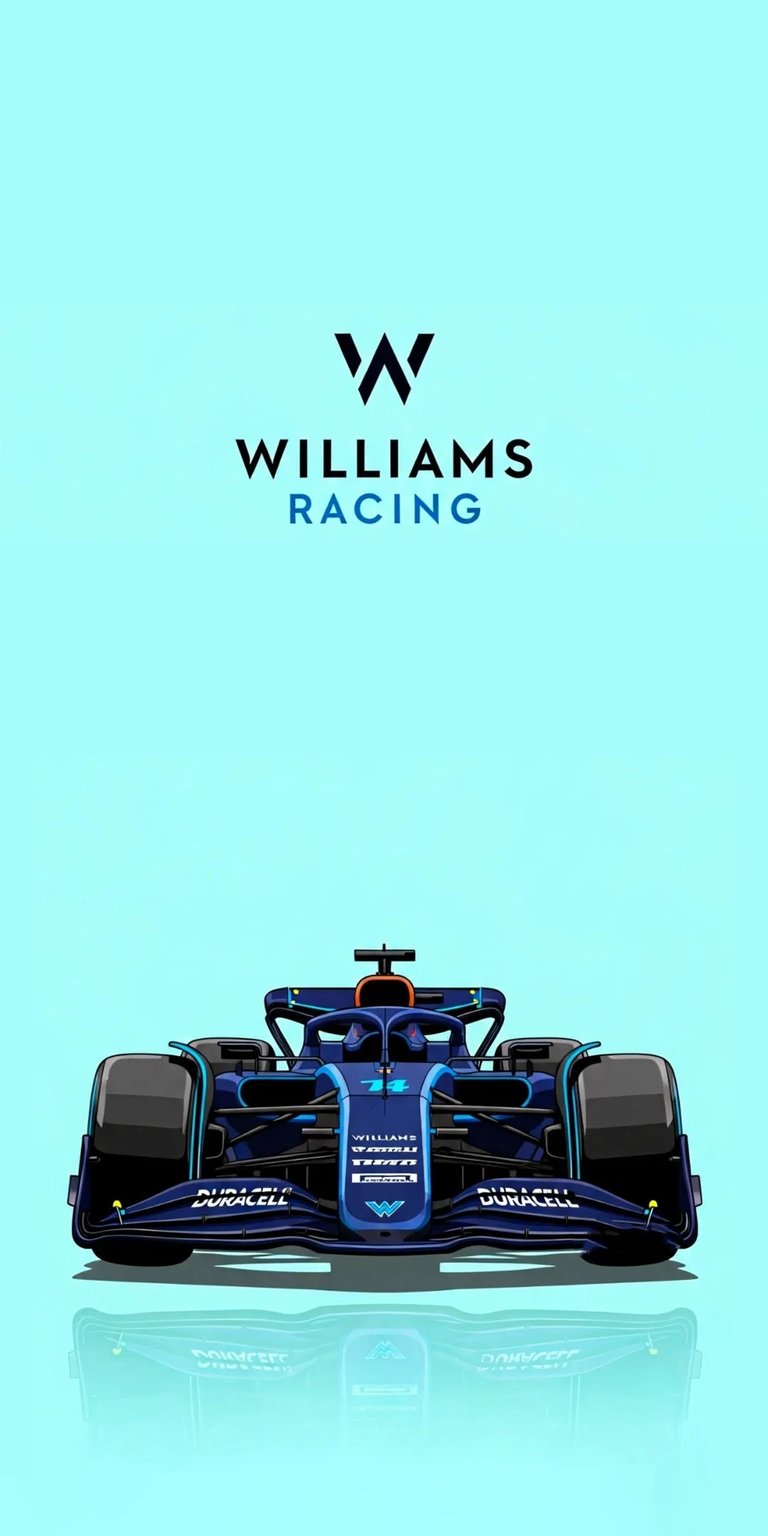 This striking 4K wallpaper features the Williams Racing car against a soft blue backdrop, perfect for your iPhone. Notice the "Duracell" logos and sleek tire design; a fantastic wallpaper choice for racing enthusiasts.