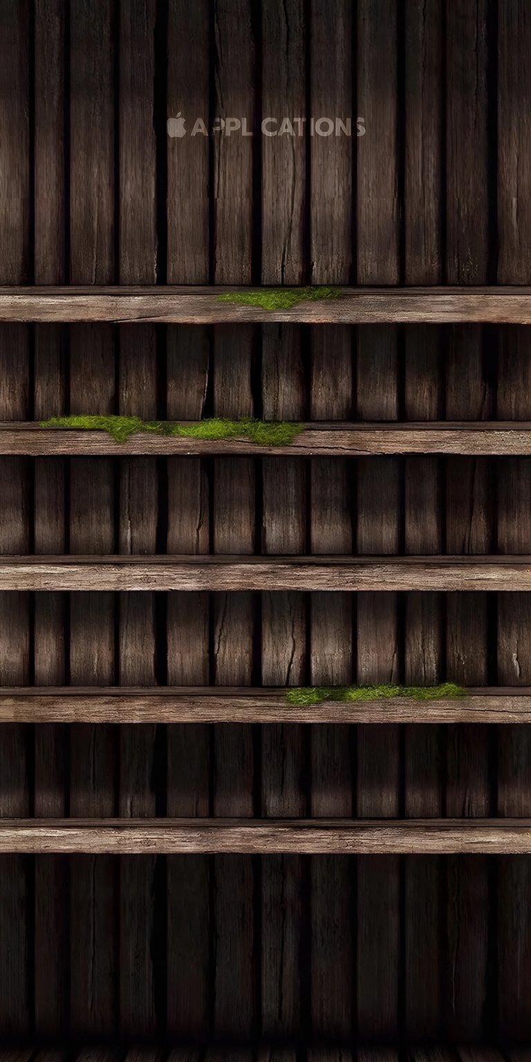 iOS wooden mold app shelf wallpaper 4K
