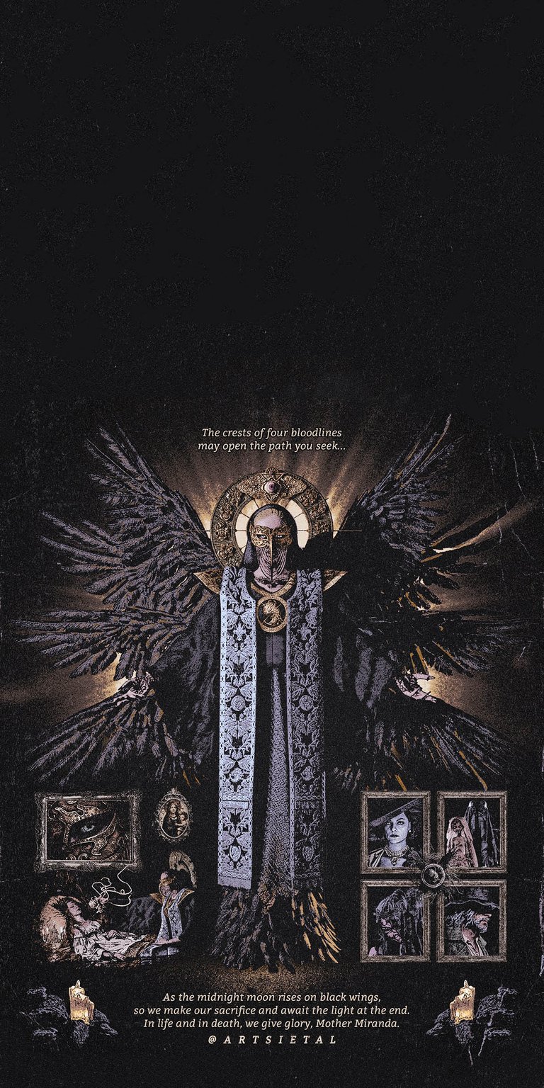 Featuring the gothic iconography of Mother Miranda, this Resident Evil Village wallpaper showcases intricate wing textures and dark religious symbolism. This 4K wallpaper brings a cinematic horror atmosphere to your mobile lock screen.