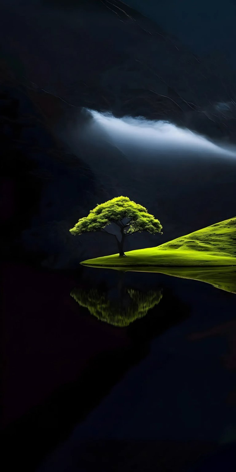 Lonely tree in the dark iPhone wallpaper 4K
