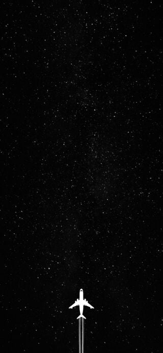 Airplane flying black and white wallpaper