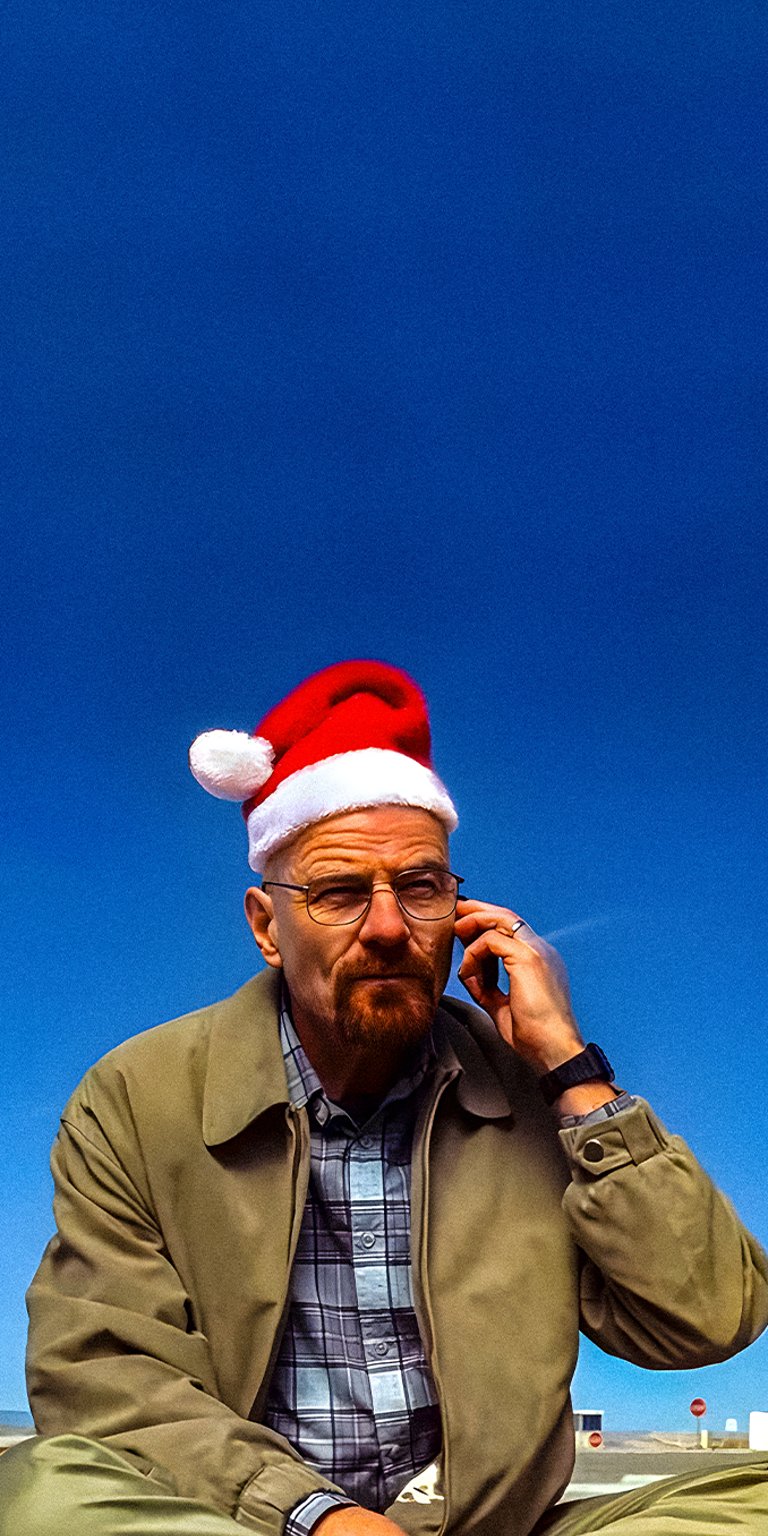 Walter White wearing christmas hat wallpaper 4k iPhone