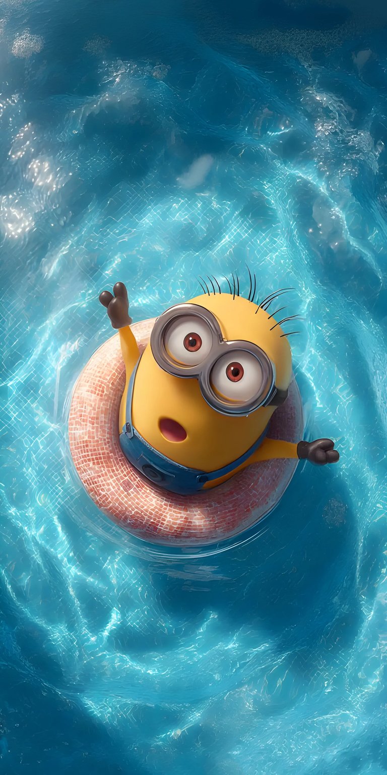 Minion in swimming pool iPhone wallpaper 4K