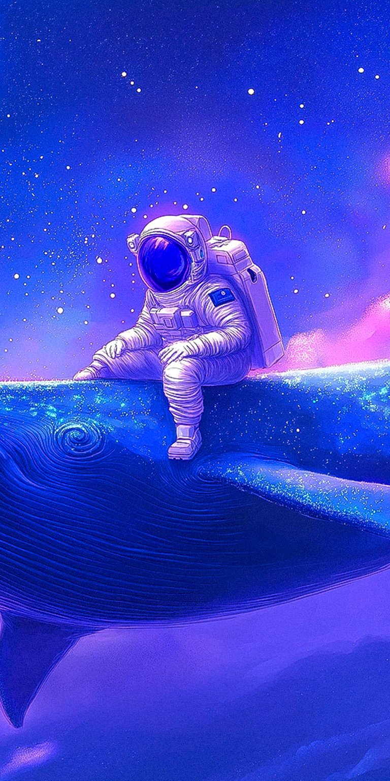 Astro surfing on the whale artistic wallpaper 4k iPhone