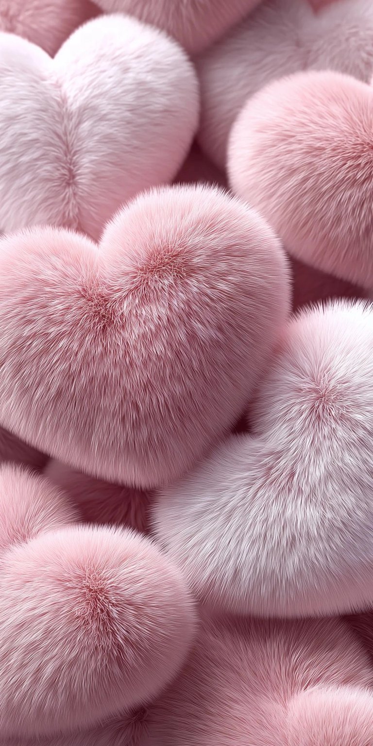 Adorn your iPhone with this captivating 4K wallpaper featuring fluffy pink hearts. The delicate, fuzzy texture and soft pink hues of these heart wallpapers create a warm, inviting visual.