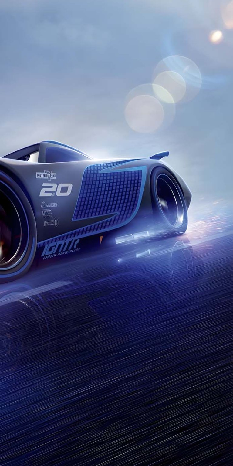 Download this incredible Jackson Storm 4K wallpaper for your iPhone today. This sleek wallpaper showcases the number 20, glowing exhaust, and a stunning blue grid pattern.