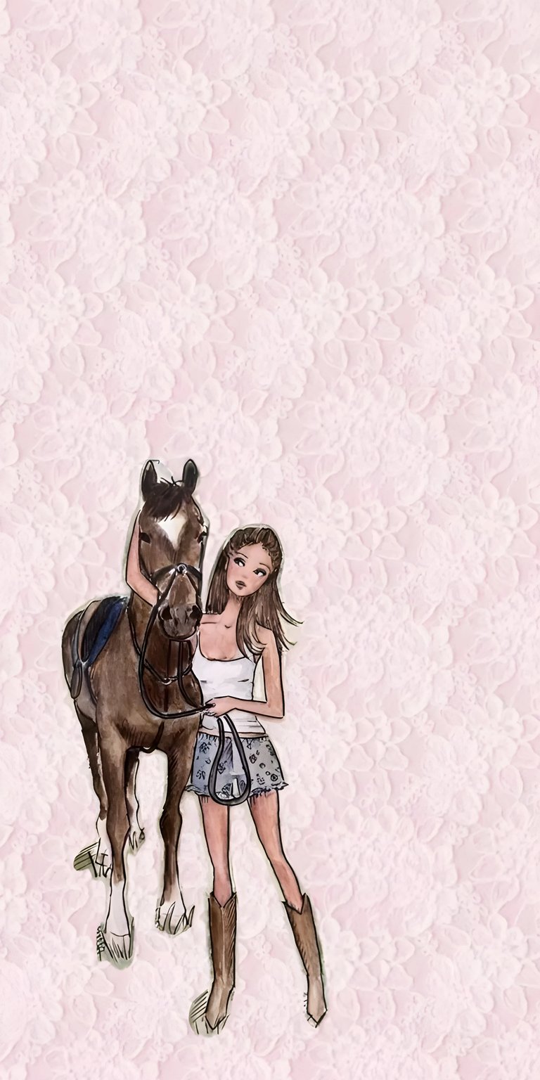 Girl with horse art iPhone wallpaper HD