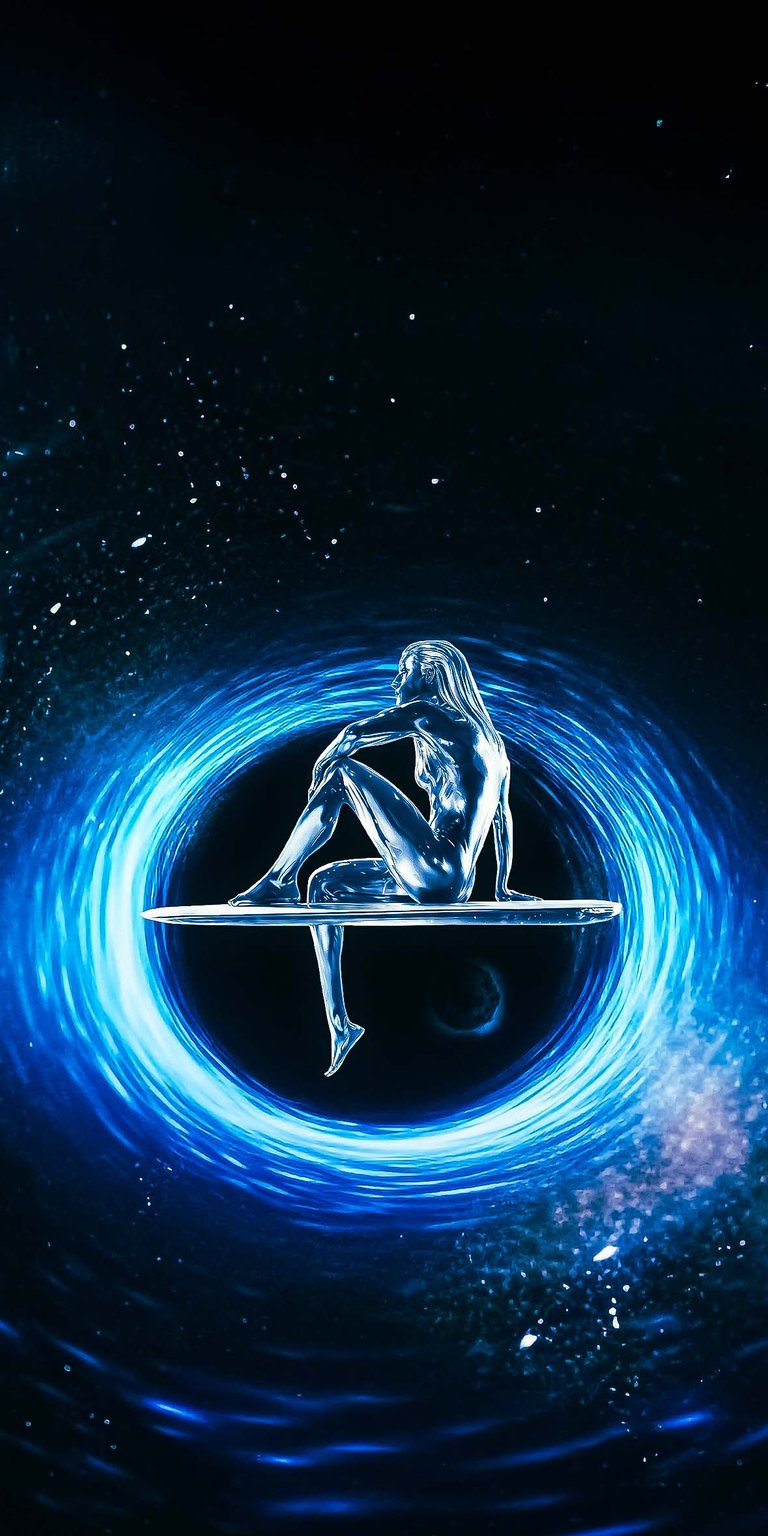 Silver Surfer in space iPhone wallpaper 4k
