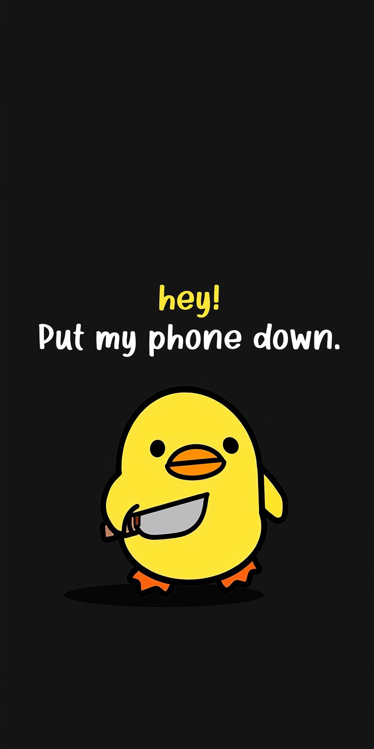 funny yellow knife phone duck hey