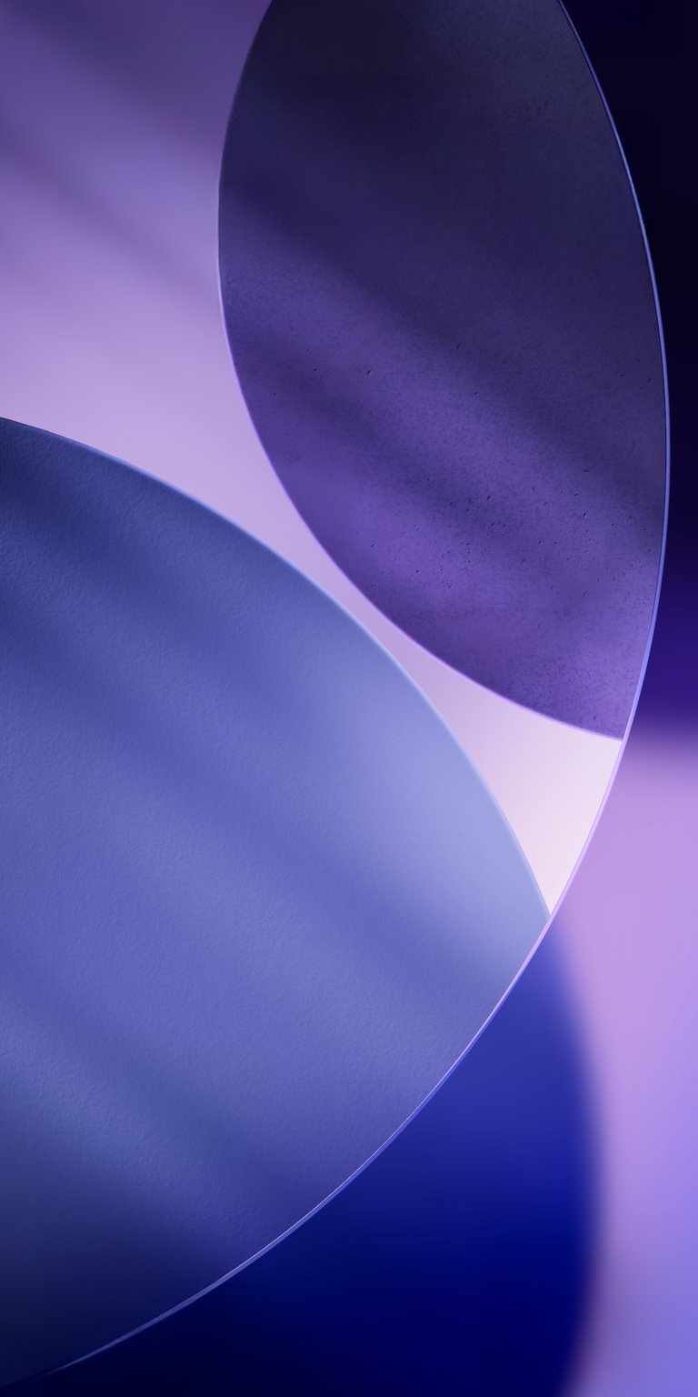 Download this abstract purple 4K wallpaper for your iPhone, showcasing two overlapping circular shapes. This wallpaper has a modern aesthetic with gradients of purple and a soft light source.