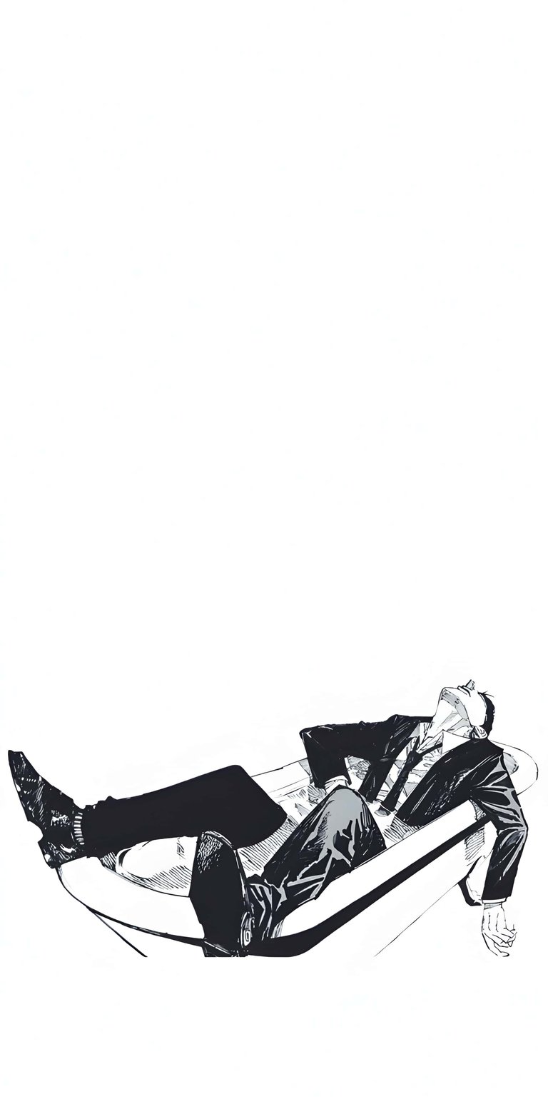 Download this striking Johan Liebert 4K wallpaper for your iPhone, showcasing the character lounging in a hammock with sharp, crisp lines. This high-definition wallpaper captures Johan's distinctive attire and relaxed posture.