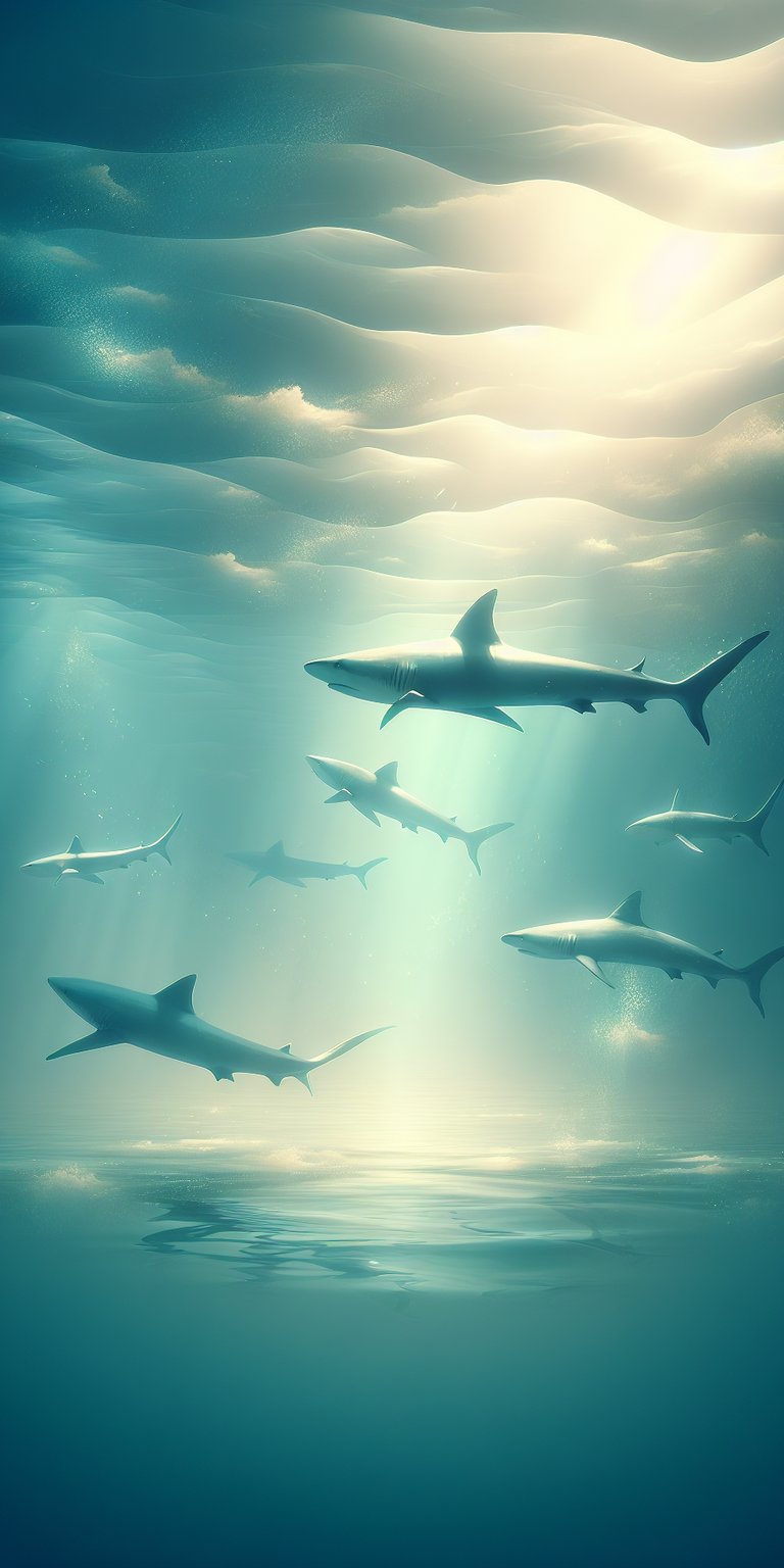Sharks all together under the sea wallpaper
