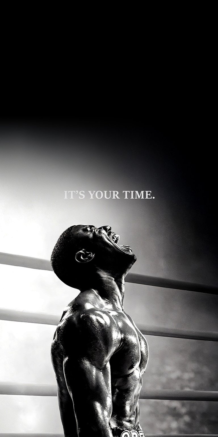 Adonis Creed black and white in the ring motivational wallpaper iPhone 4K