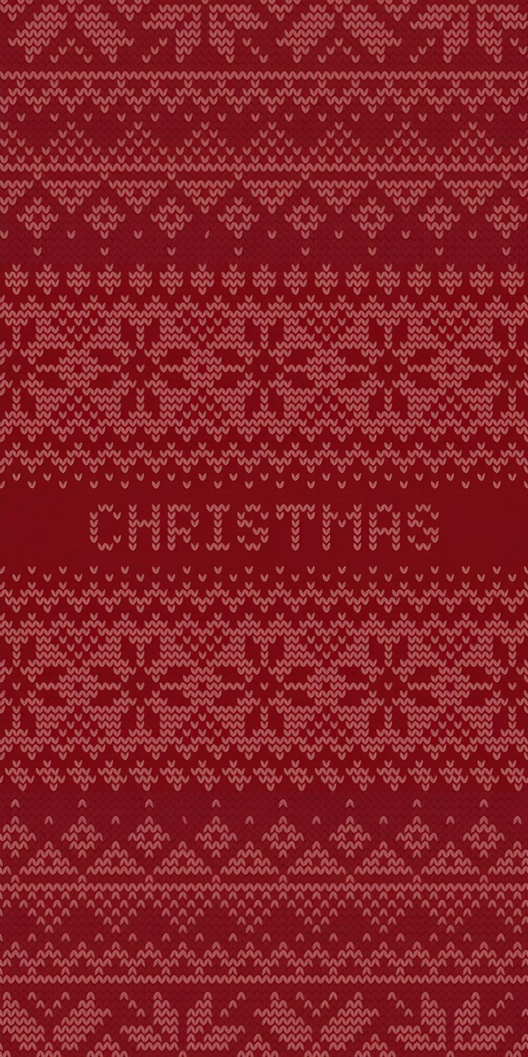 Get into the holiday spirit with this festive Christmas pattern wallpaper for your iPhone in 4K! The unique knitted design features delicate snowflakes, geometric patterns, and the word "CHRISTMAS" woven into the fabric.