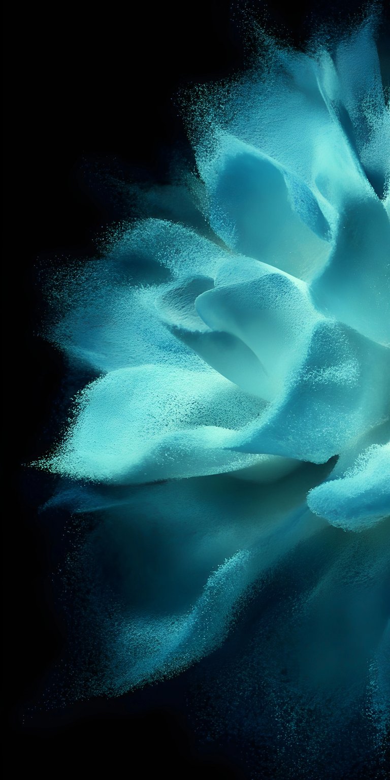 A dynamic and ethereal 4K abstract design featuring a beautiful, flowing light effect that resembles an underwater flower or a blooming nebula. The dominant vibrant aqua blue and turquoise hues create a cool, intense, and mesmerizing aesthetic. This high-quality image is perfect for adding a burst of color and abstract artistry to your mobile screen.
