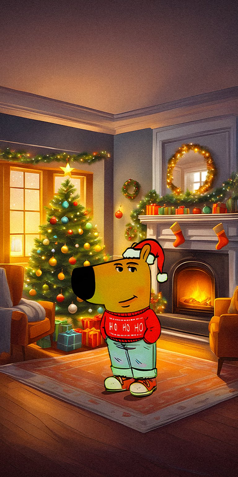 Chill Guy christmas season theme wallpaper