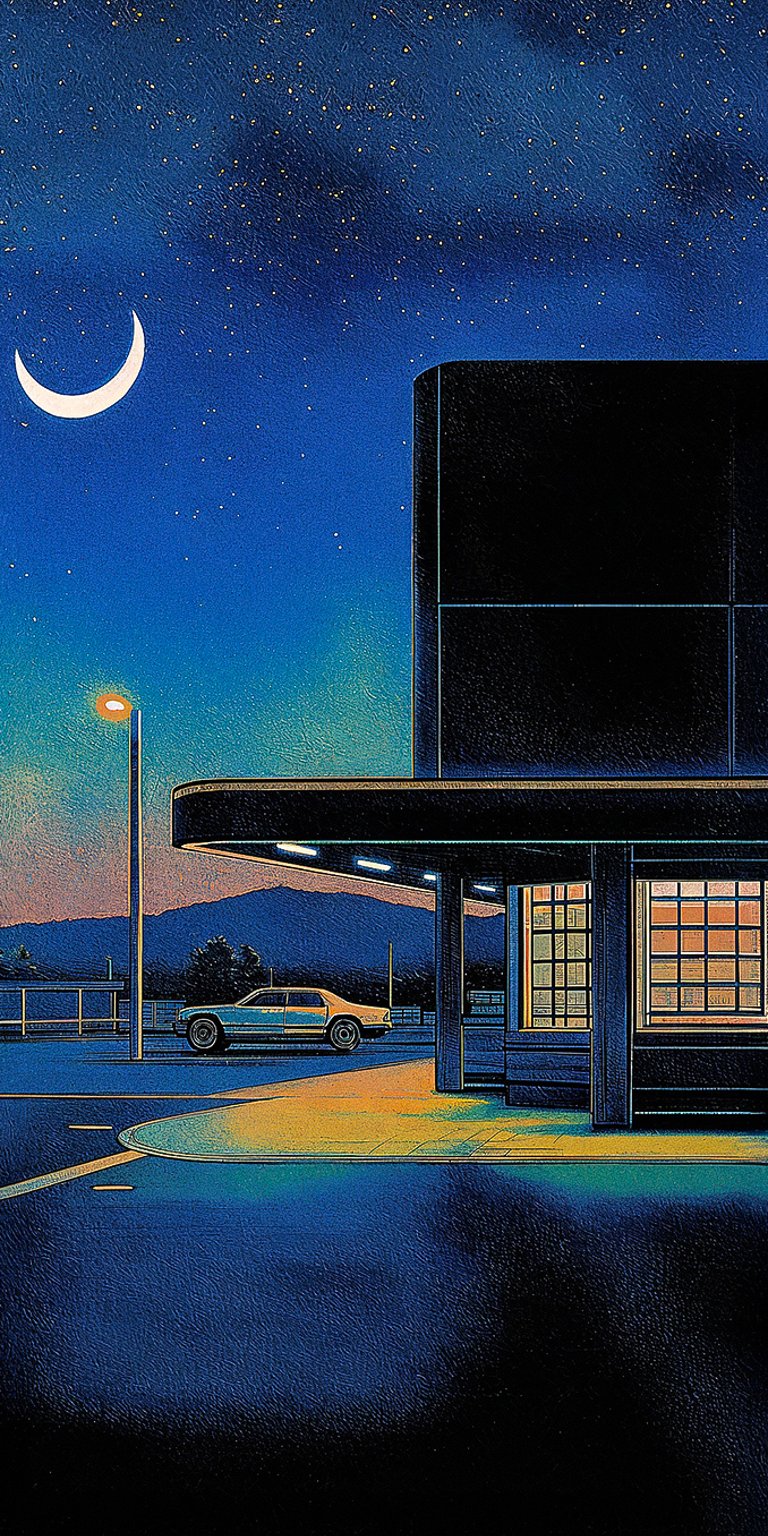 Pixel art midnight parking lot wallpaper iPhone 4K