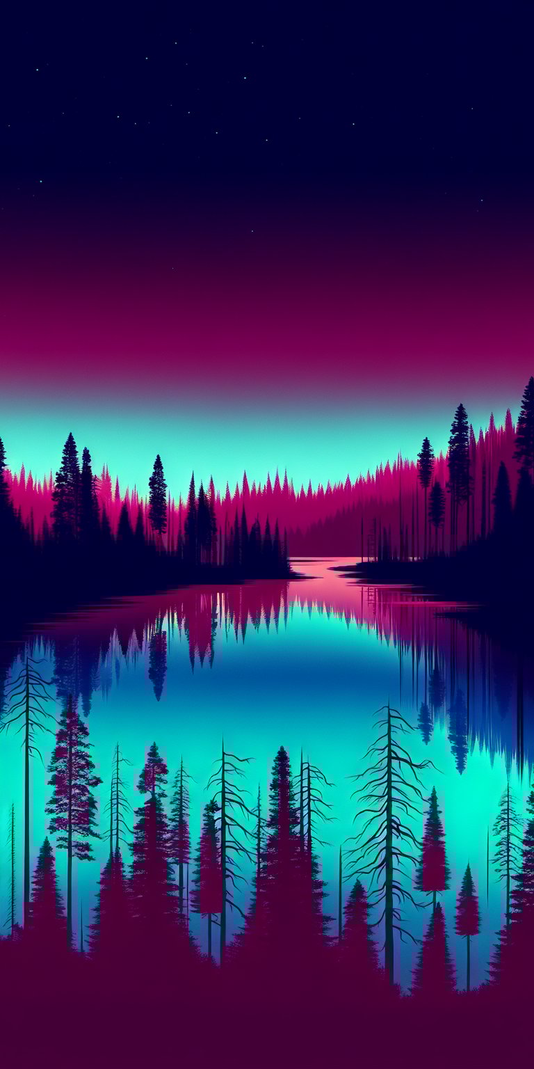 Water reflection of the lake at night wallpaper