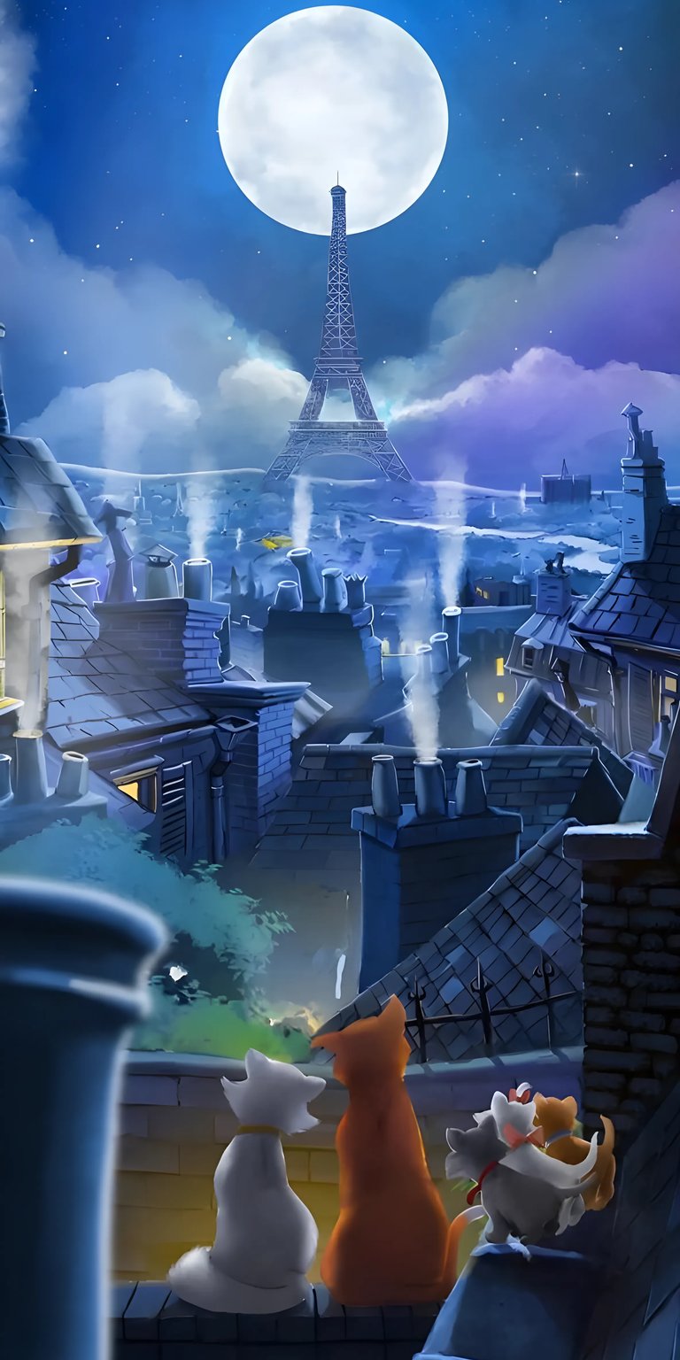 Cat under the moon iPhone wallpaper 4K