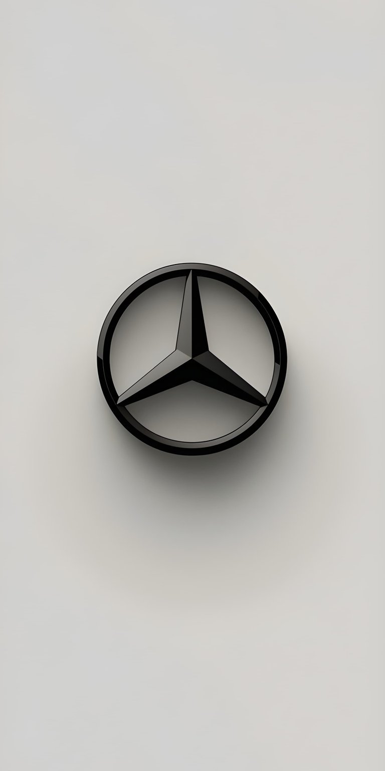 Upgrade your screen with this sleek 4K wallpaper showcasing the chrome Mercedes Benz emblem with realistic shadows. This minimalist iPhone wallpaper exudes luxury and sophisticated German automotive design for car enthusiasts.