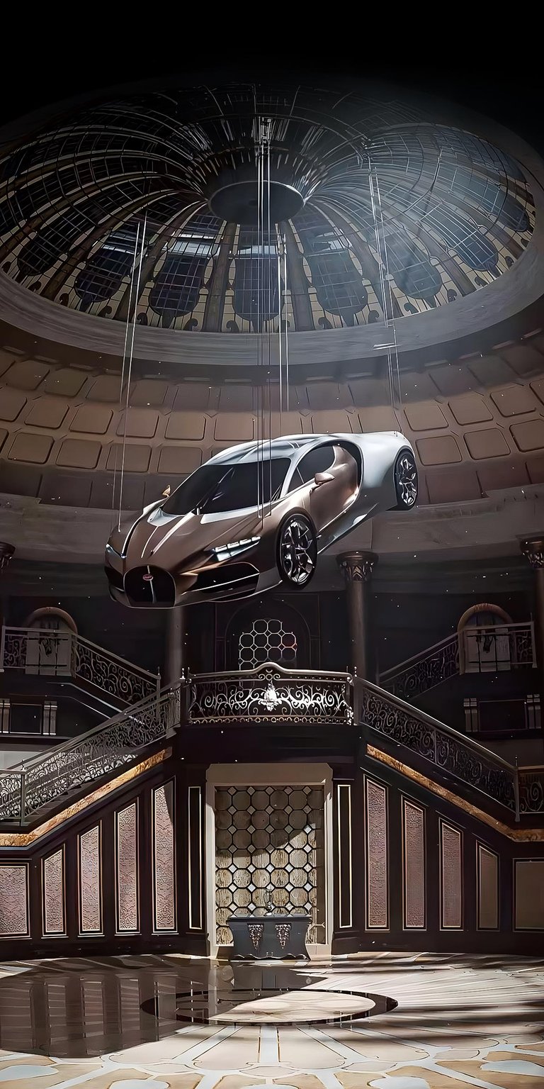 Bugatti Chiron in museum iPhone wallpaper 4K