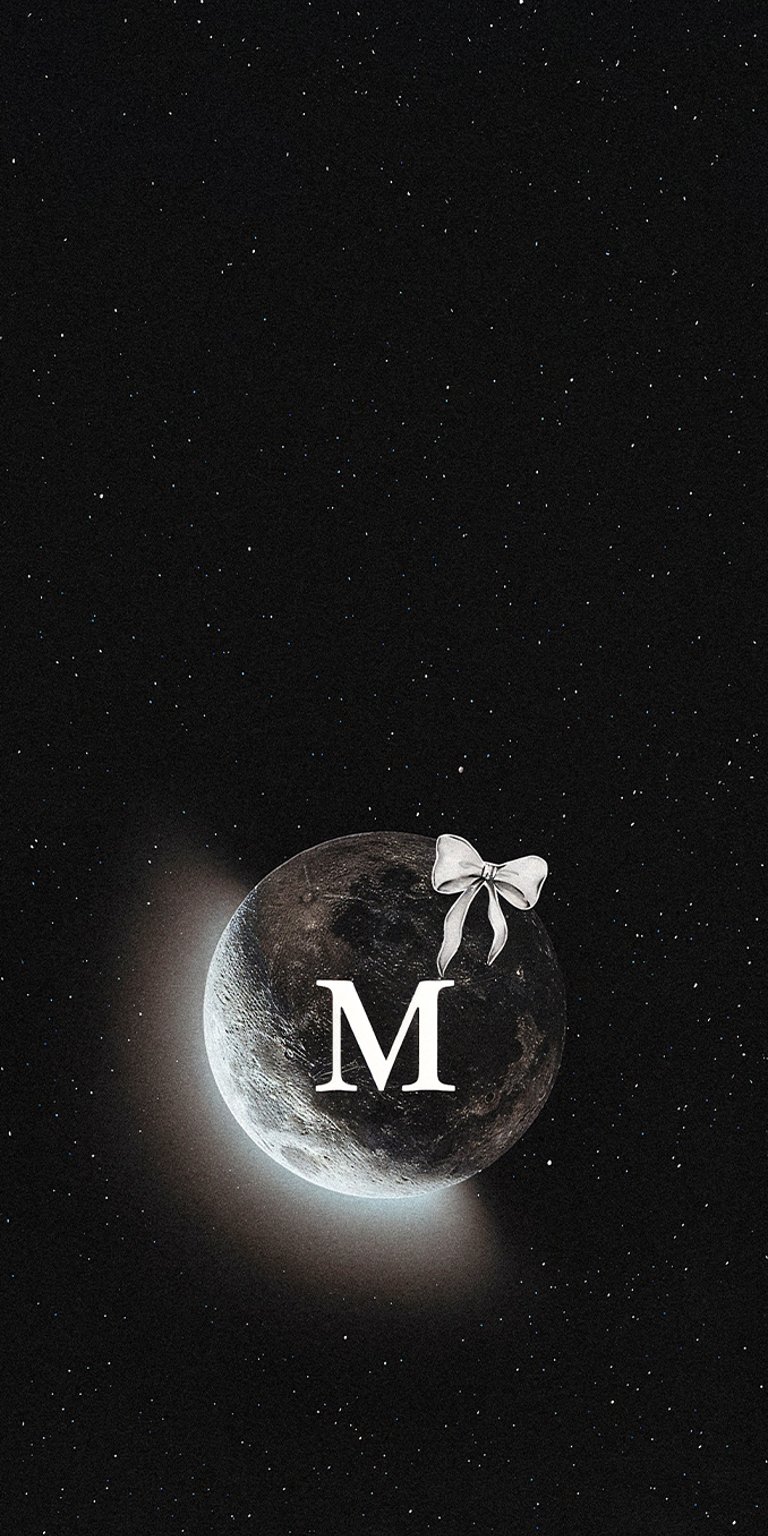 Dark moon letter M wallpaper iPhone 4K