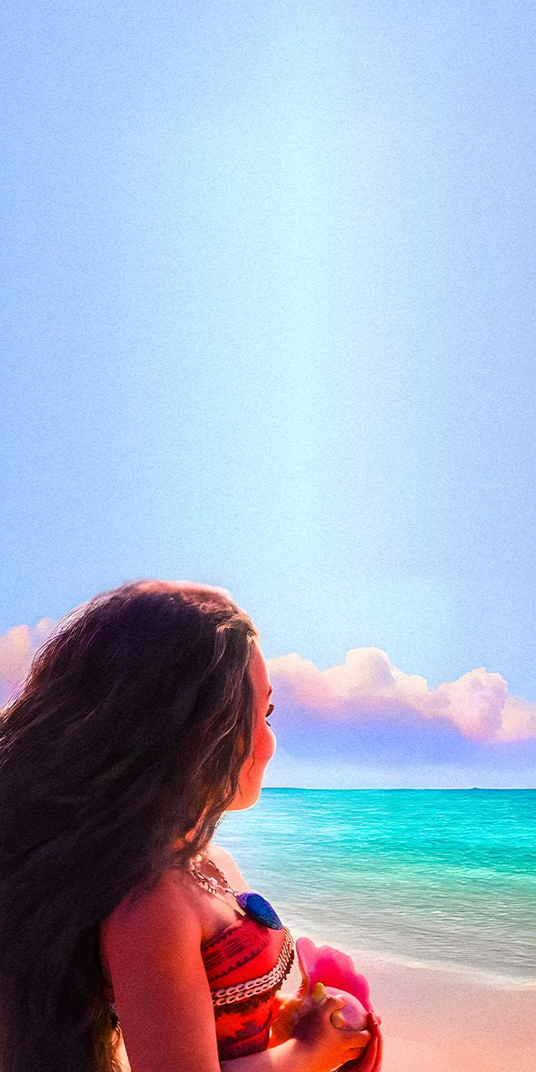Moana looking at the ocean iPhone wallpaper