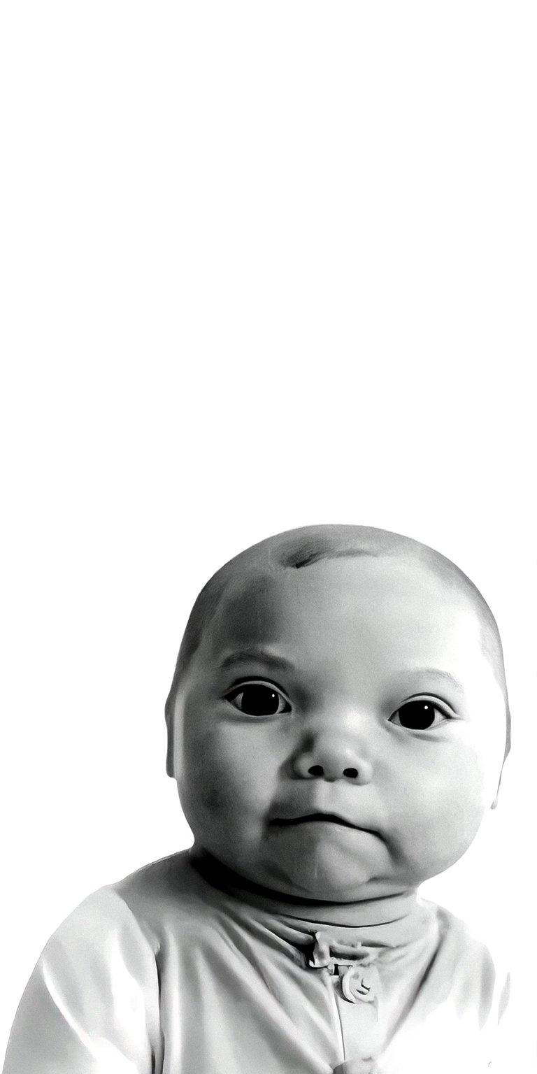 This image shows a non-celebrity baby whose picture has become a popular internet meme in full 4K detail