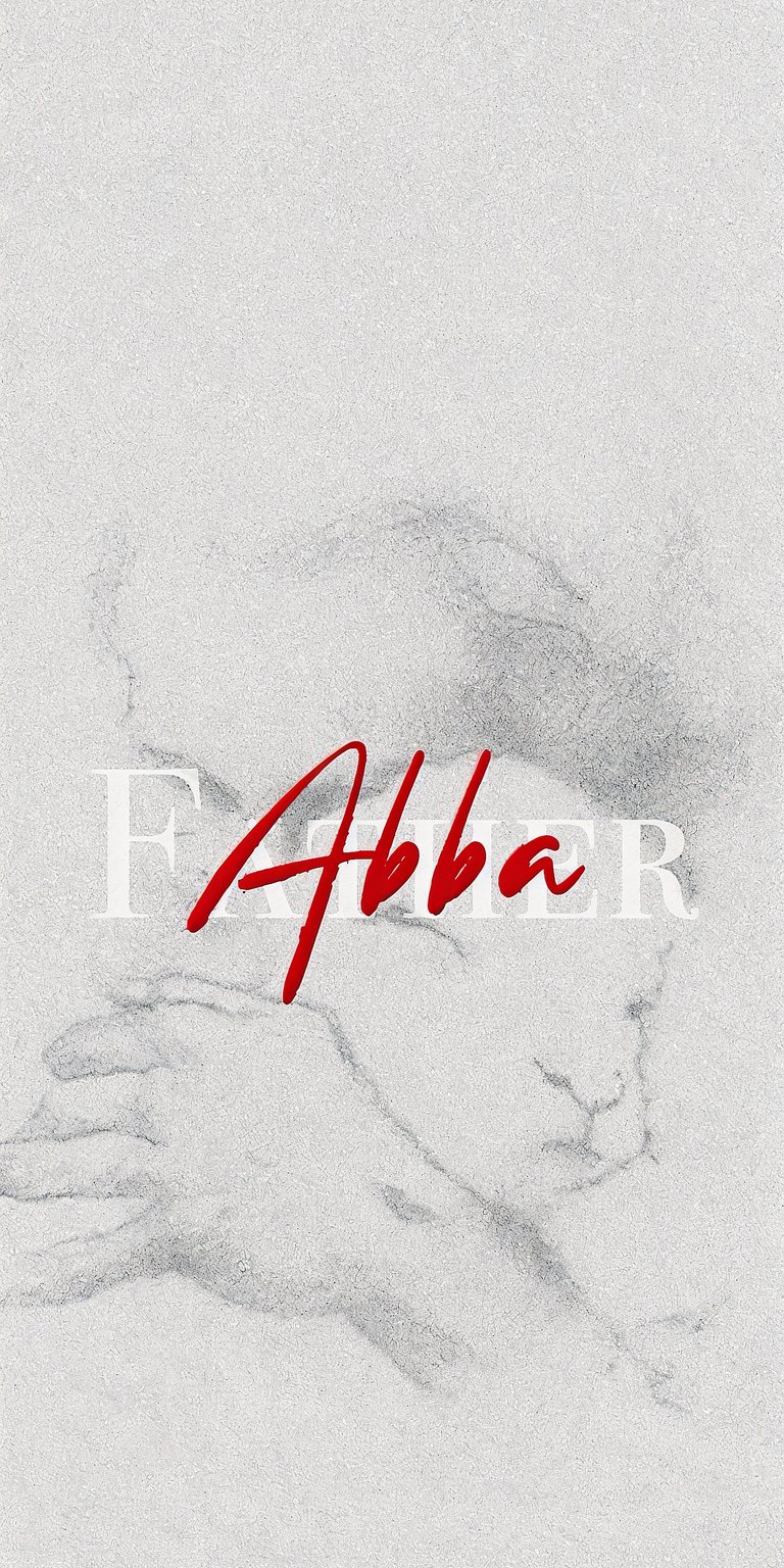 This clean aesthetic wallpaper features a delicate pencil sketch with "Abba Father" written in red script. It is a peaceful and minimalist design for your iPhone home screen.