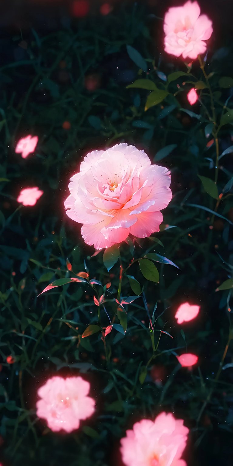 Download this beautiful pink roses wallpaper in 4K for your iPhone. This stunning wallpaper features soft petals, vibrant green leaves, and sparkling specks of light.