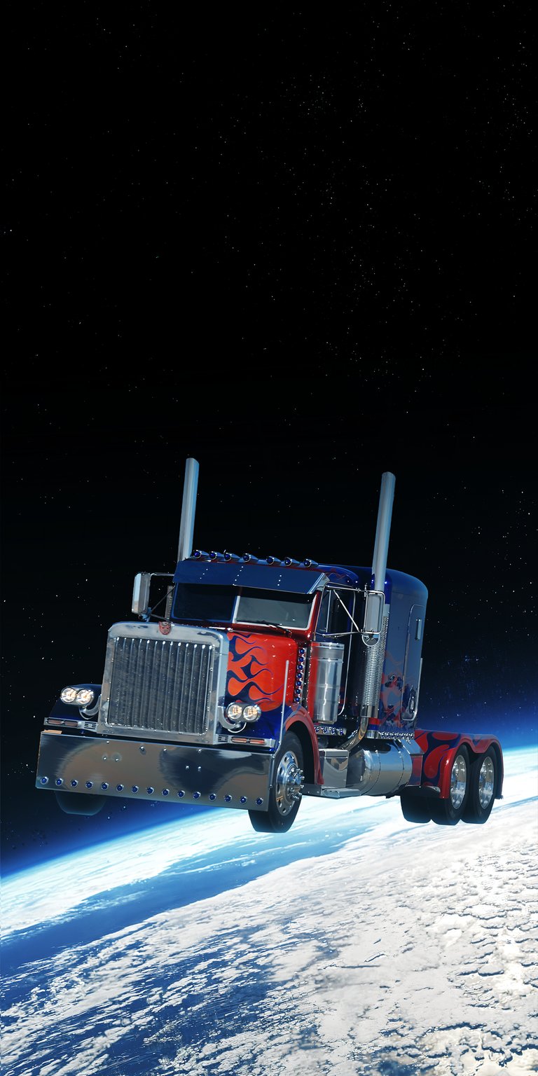 Optimus Prime in space 3D wallpaper for iPhone