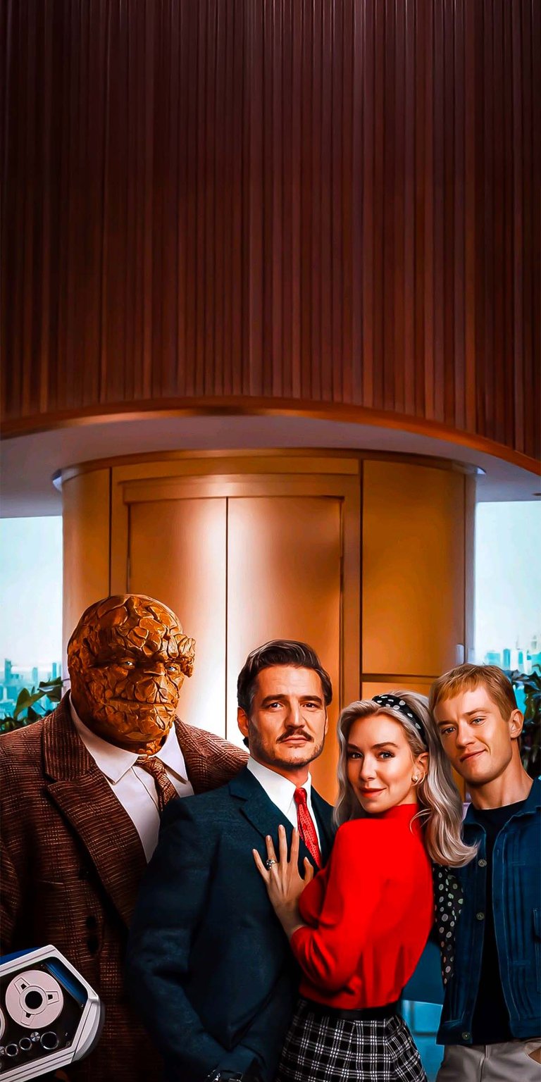 Fantastic 4 movie characters in formal attire iOS wallpaper HD