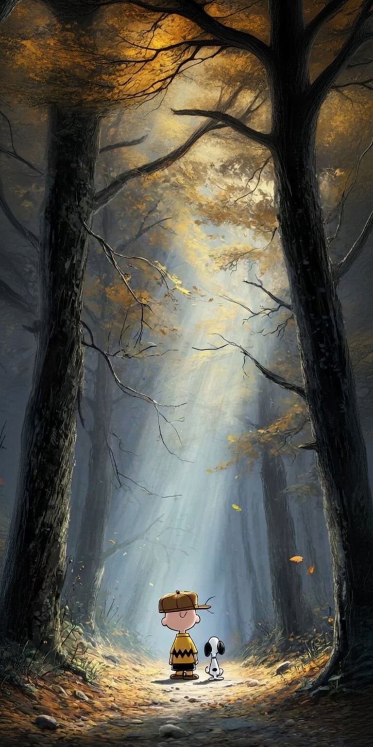 Charlie Brown and Snoopy in the forest iPhone wallpaper HD