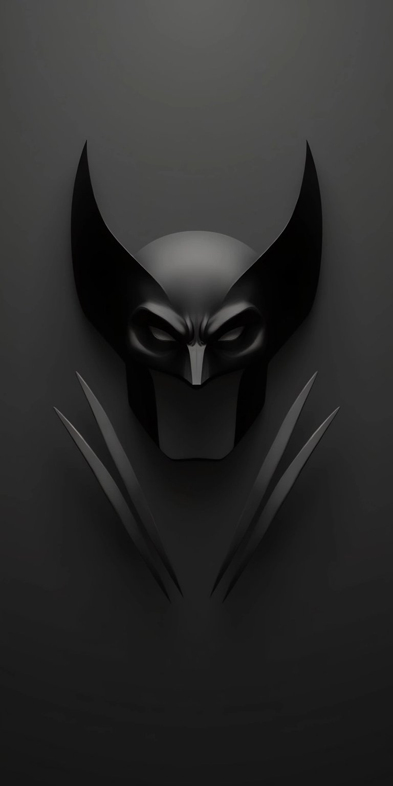 Download this wallpaper iPhone lock screen featuring a dark, minimalist Wolverine mask as the wallpaper.