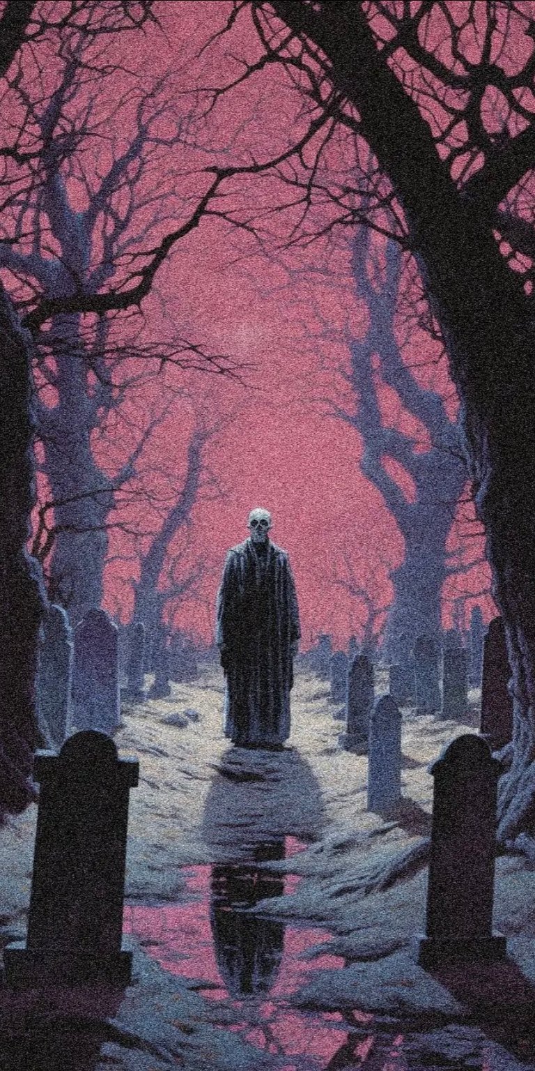 Skeleton ghost in the cemetery night wallpapers