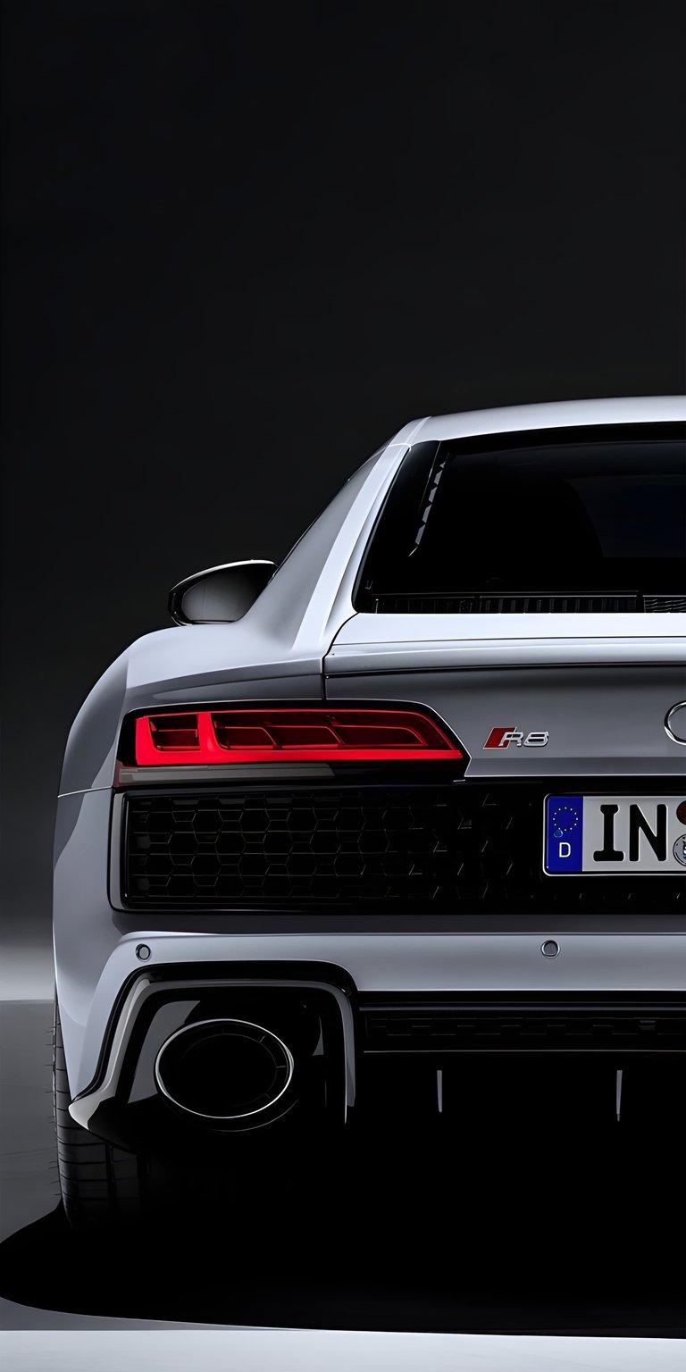 This clean 4K wallpaper highlights the iconic rear design and sharp taillights of a white Audi R8. Its high-contrast look and simple composition make it an ideal minimalist wallpaper for your iPhone.