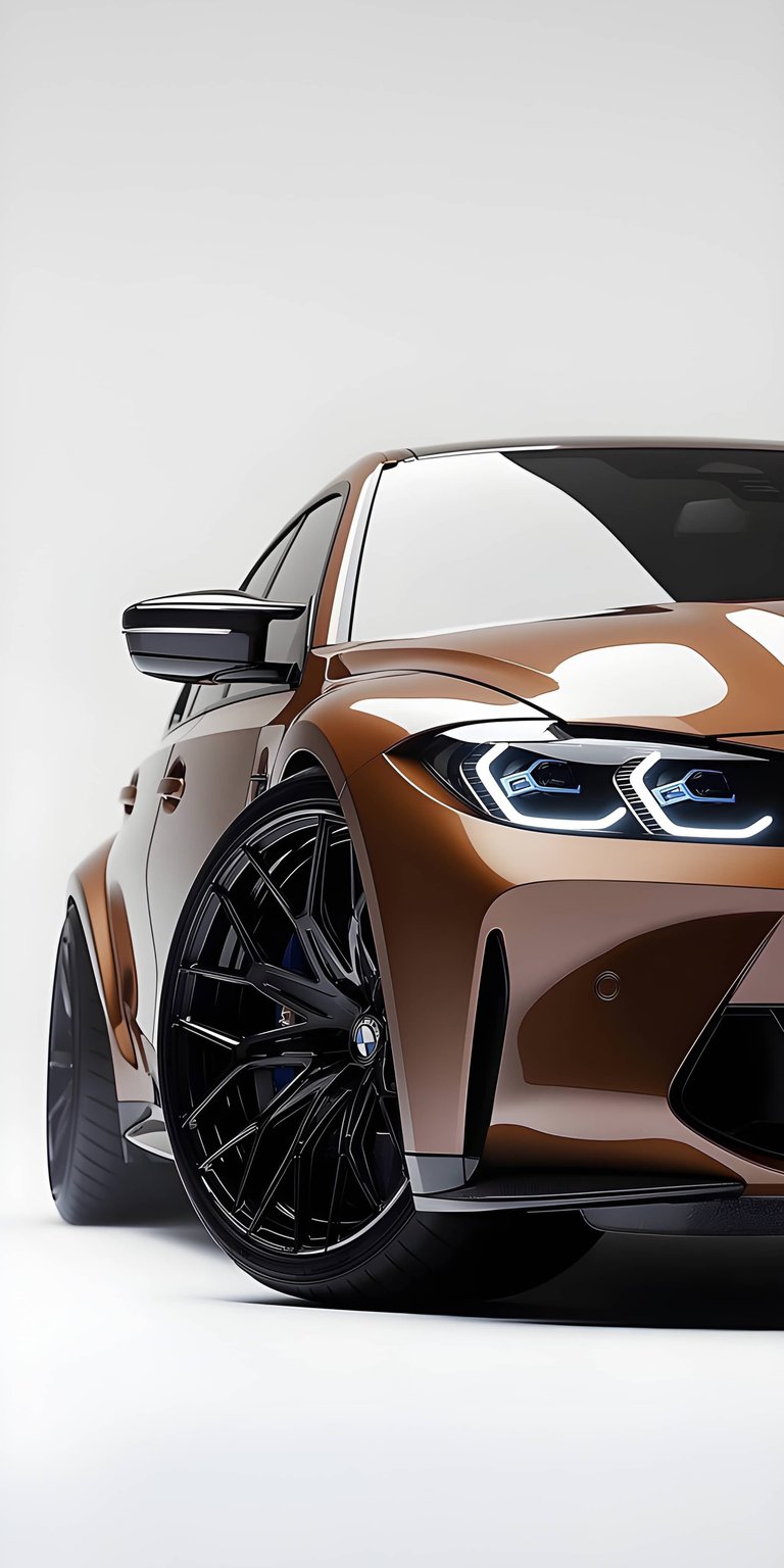 This high-resolution 4K wallpaper features a modern BMW M4 G82 in a striking metallic bronze finish. Designed specifically for your iPhone, this aesthetic wallpaper showcases aggressive automotive styling with high-contrast lighting and deep shadows.