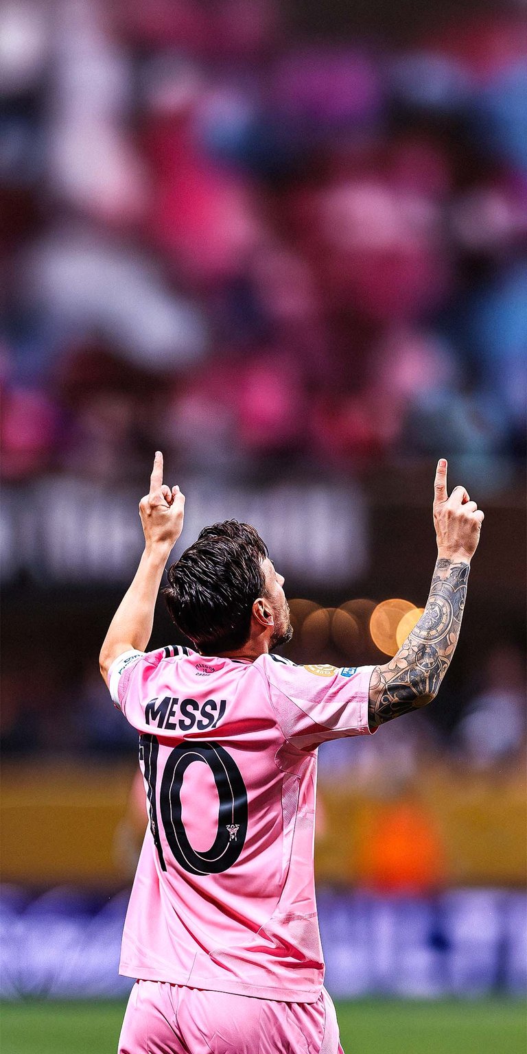 Lionel Messi of Inter Miami CF celebrates scoring Wallpaper