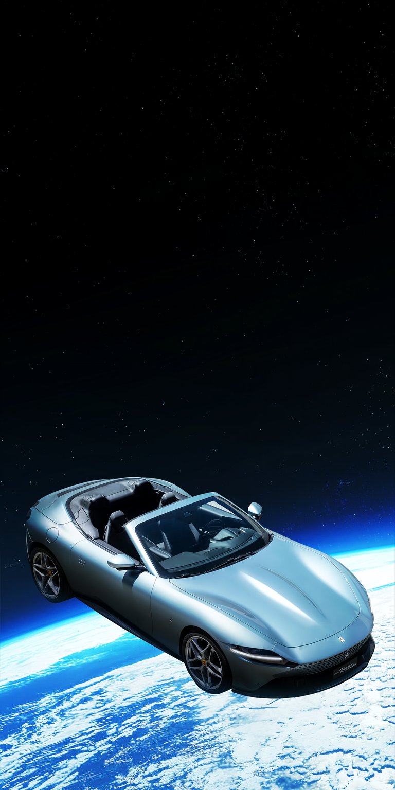 Car in space 3D wallpaper for iPhone