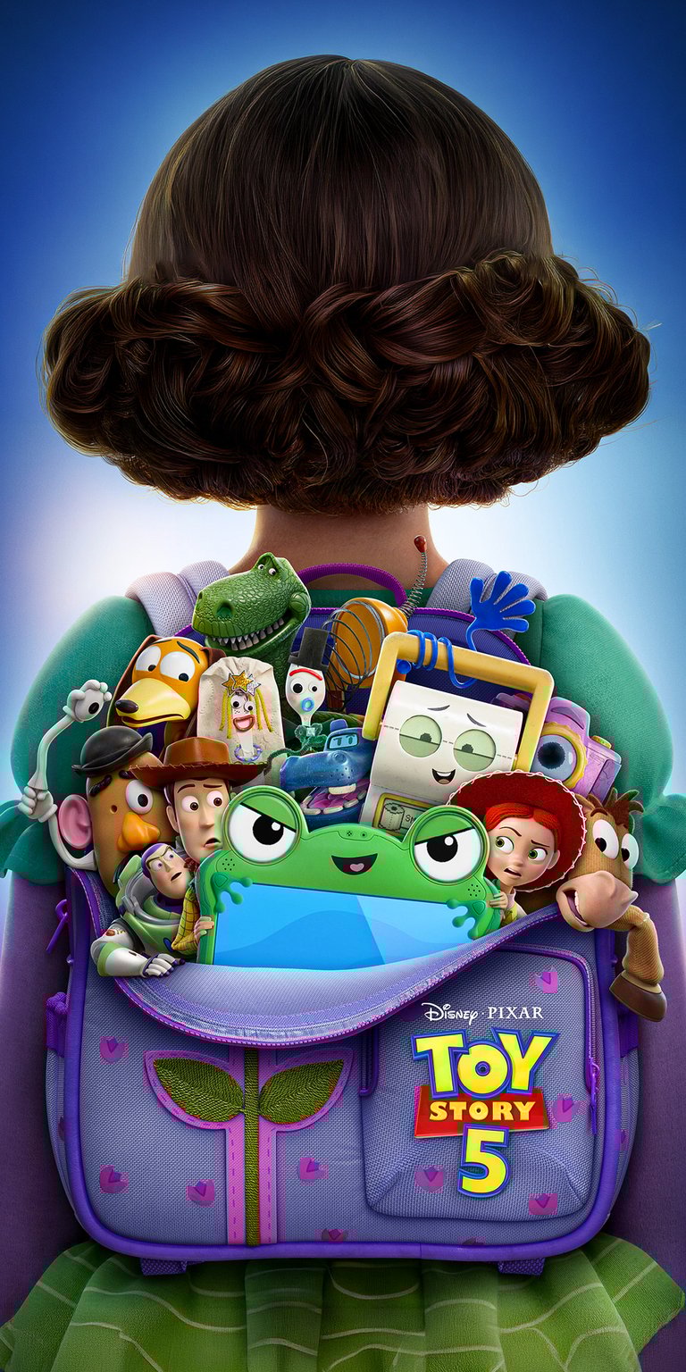 This Toy Story backpack wallpaper features a collection of toys tucked into a purple bag. Enhance your iPhone with this nostalgic aesthetic wallpaper.