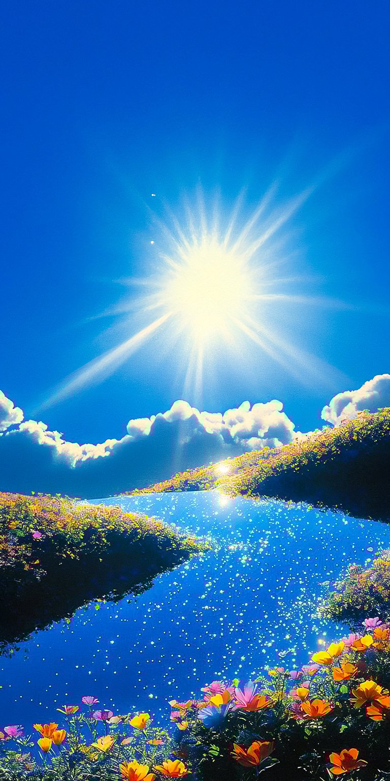 Beautiful garden and sun art wallpaper iPhone 4K