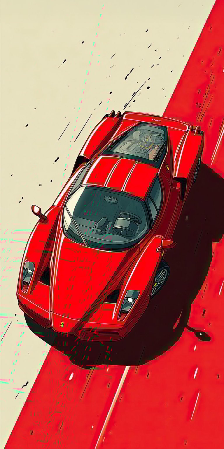 Red Ferrari Enzo art iPhone wallpaper 4K